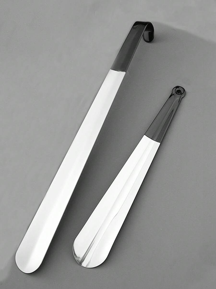 1pc Stainless Steel Coated Shoehorn, Easy Wear & Remove Shoe Helper, Convenient Storage, Metal Shoehorn For Elderly, Children, Pregnant Women - Silver - View 1