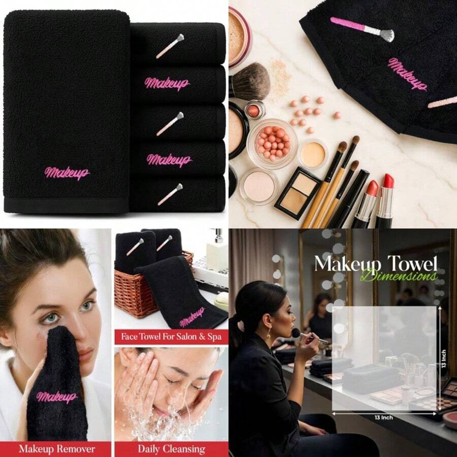 Makeup Towels Of 13x13 Soft Cotton Makeup For Face Reusable QuickDry Makeup Remover Towels For Bathroom Spa And Salon - Gentle On Skin - Brushes - View 1