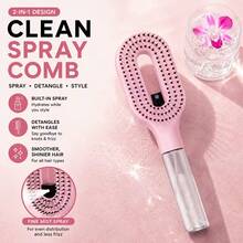 2-In-1 Pink Spray Comb With Water Tank And Salon Styling Brush, For Moisturizing And Exfoliating, Mist Spray Design, Scalp Massage And Shine Restoration, Portable Lightweight Women's Styling Tool, Perfect For Daily Home Use - A - View 4