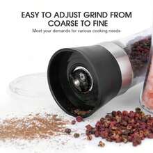 Premium Salt And Pepper Grinder Set - Adjustable Coarseness, Refillable Glass Bottles, Stainless Steel - Ideal For Home Kitchen & BBQ (1 Pack) Give The Perfect Gift To Family Members - Multicolor - View 9
