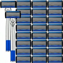New 8-Layer Blue Manual Razor, Unisex For Men And Women, Popular Grooming Tool In Europe And America, Smooth Shaving, Portable Daily Travel Cleaning Shaving Set - Safety Tazor + Blade - View 1