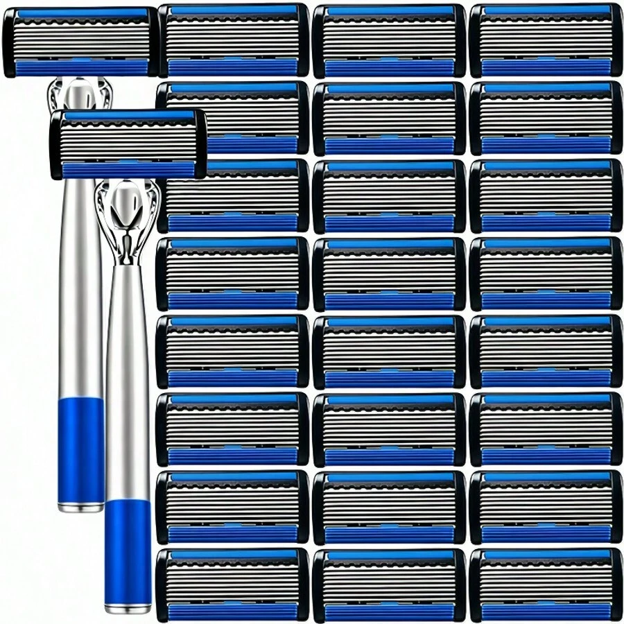 New 8-Layer Blue Manual Razor, Unisex For Men And Women, Popular Grooming Tool In Europe And America, Smooth Shaving, Portable Daily Travel Cleaning Shaving Set - Safety Tazor + Blade - View 1