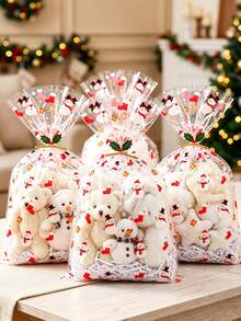10/30入聖誕透明玻璃紙禮品袋，Merry Christmas雪人、雪花、聖誕襪圖案禮品包裝袋，聖誕禮品籃包裝，聖誕家居裝飾，聖誕裝飾，節日派對禮物 - 聖誕雪人 - 查看 4
