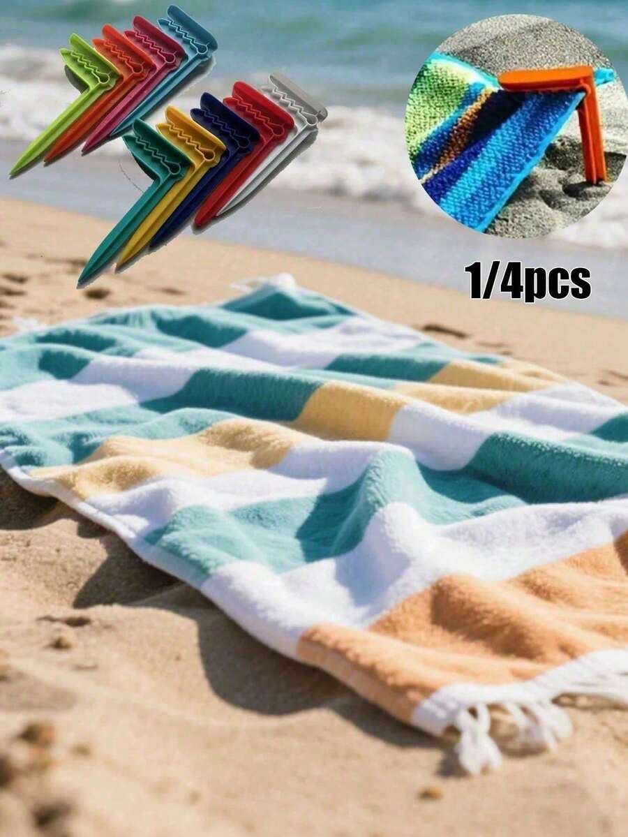 Beach Towel Clips, Plastic Clothes Clips, Windproof Beach Towel Clips, Hanger Clips, Clothes Pins, Strong Spring Clips, Beach Chair Towel Clips, Large Plastic Sock Clips Clothes Clips, Sun Lounger-Chair, Random Color, Suitable For Home And Travel