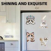 4pcs Diamond Art Refrigerator Magnets Ragdoll Cat Diamond Painting Decoration DIY Diamond Painting Magnet Kit Suitable For DIY Crafts Gifts Refrigerator Mailbox Decoration - View 3
