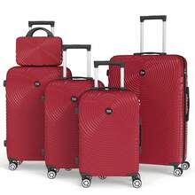 YSTYLE 5-in-1-Reisekoffer-Set, rot, leicht, aus ABS-Kunststoff, mit leisen Rollen, TSA-Schloss, robustes Reisegepäck-Set im neuen Design - Rot - Übersicht 2