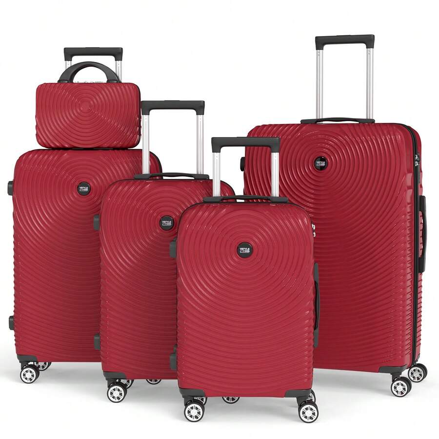YSTYLE 5-in-1-Reisekoffer-Set, rot, leicht, aus ABS-Kunststoff, mit leisen Rollen, TSA-Schloss, robustes Reisegepäck-Set im neuen Design