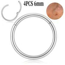 1-8件鼻環/鼻中隔環，直徑1.0mm/1.2mm，適用於鼻孔、鼻中隔、軟骨、耳輪、反耳輪、耳屏、耳甲、唇部、耳垂及其他穿刺部位，316L醫療級不鏽鋼材質，直徑範圍6mm-12mm。夏季海灘度假比基尼配件，時尚服飾搭配單品，婚紗裝飾首飾，多功能首飾適用於游泳、沐浴、運動。情人節、生日、母親節及度假驚喜的理想禮物 - 銀色 - 查看 15