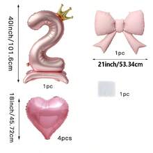 6pcs 40 Inch Giant Standing Crown Number Pink Bow Combination, Theme Birthday Background Wall Decoration, First Birthday Anniversary Holiday Celebration Decor, Outdoor Party Atmosphere Props, Event Planning Supplies, School Supplies - View 10