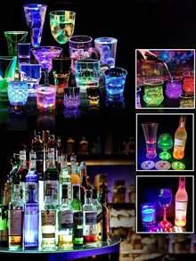 24入 LED 7色杯墊，彩色發光杯墊，LED貼燈，紅酒瓶燈，酒吧配件，適用於派對、夜店、生日聚會與酒吧裝飾，適用於紅酒瓶、調酒、酒吧、派對與婚禮裝飾 - 彩色 - 查看 7