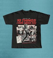 "10 Dinge, die ich an dir hasse"-T-Shirt, Vintage-T-Shirt aus der romantischen Komödie der 90er Jahre, "Patrick Verona"-Film-T-Shirt, Geschenk für Filmliebhaber - Schwarz - Übersicht 1