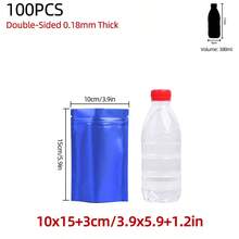 50 piezas/100 piezas Bolsas de regalo de lámina de Mylar de doble cara de 0.18 mm de grosor, negras, reutilizables y autosellantes, bolsas de embalaje con cierre de cremallera sellables para almacenamiento de alimentos a largo plazo, adecuadas para chocolate, té, café, fruta seca, polvo, caramelo, carne, decoración de regalos para fiestas festivas - Azul - Ver 22