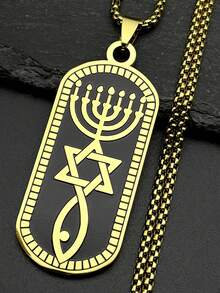 Menorah 大衛之星 Ichthys 魚飾項鍊，男女通用，不鏽鋼琺瑯燈飾鏈條珠寶 - 項鍊 - 查看 8