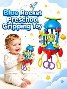 1pc Montessori Baby Pull String Toy - Baby Sensory Activity Cube, Fine Motor Skills, Baby Car, Airplane And Stroller Travel Toy, Airplane Travel Essential, Soothing Pull-And-Play Early Education Interactive, Some Parts Random Color, Suitable For 10 Months+ Toddlers Car Airplane Travel Gift, Birthday Gift - Multicolor - View 4