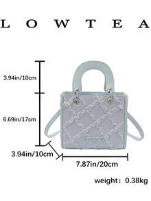low tea 百褶花朵手提斜跨包，優雅PU布料女款單肩包，獨特日常單肩手提包 - 淺藍色 - 查看 3