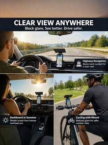 Foldable Clip On Phone Sun Shade Anti Glare Cellphone Sun Visor Shield UV Protection Screen Sun Block Clip Holder For Outdoor Driving Navigation Smartphone Accessory - Black - View 9