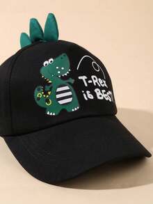 1 PC Black Dinosaur Boys Girls Baseball Cap, Cute T-Rex Print Summer Hat, 3D Spikes Dinosaur Tail Children Cap, Summer Outdoor Casual Kids Accessories - Multicolor - View 7