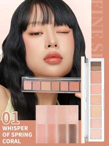 PERIPERA All Take Mood Palette #01 Whisper Of Spring Coral 1 Slim Ruler Palette 5.5g，暖珊瑚色多質地眼影盤，適合暖色調膚色，日常通勤妝容，適合新手 - 01 號 春日珊瑚私語 - 查看 1