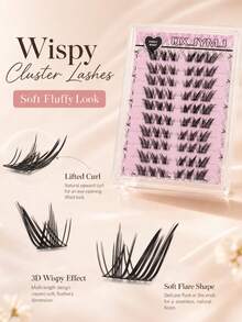 60pcs False Eyelashes, C-Curl, Perfect For Creating Natural Or Bare Makeup Look, Reusable Lash Extensions, Lash Clusters, Individual Lashes, False Eyelashes, Suitable For Commuting, Dating, Party, Daily Use, Fairy Lashes, Manga Lashes - View 3