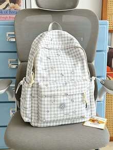 1pc/5pcs Popular Plaid Star Student Backpack, Lightweight Multi-Pocket Design, Suitable For Back To School And Travel, Can Hold Textbooks And Pencil Cases, Thickened Shoulder Straps, No Plush Dog Pendant, Student Daily School Backpack - Multiple Styles - View 11