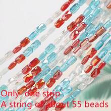 1 String Of Approx. 55pcs 4*7mm Grid Rectangular Colored Glass Beads DIY Jewelry Accessories Holiday Gift Shoes Clothing Accessories Phone Keychain Car Pendant Making Material - 4*7mm Long Grid - View 9