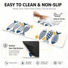 1pc Fish Pattern Anti-Slip Diatom Mud Faucet Drain Pad, Quick-Dry Absorbent Sink Splash Guard, Rubber Base, Suitable For Kitchen/Bathroom Faucet - Multicolor - View 5