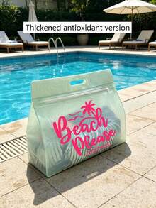 透明沙灘包 大容量 Beach Please 字母印花果凍托特包 防水防沙拉鍊設計 可收納泳衣、毛巾、防曬乳與個人用品 適合沙灘度假、泳池派對、露營野餐、短途旅行 學生女生日常使用 七夕生日夏季節禮物 可當洗漱包、購物袋、旅行收納袋 輕便便攜透明單肩包 臥室裝飾 開學季 - 彩色 - 查看 14