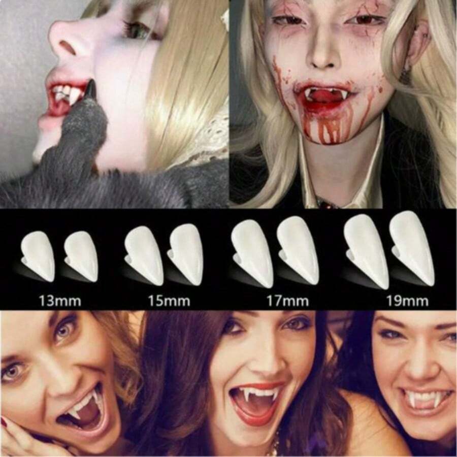 Costume Party Prank Prop, Vampire Zombie Fake Teeth Realistic Teeth Prop - White - View 1