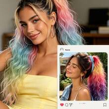 Claw Clip Colorful Ponytail Extension For Women 26 Inch Curly Pony Tail Clip In Hair Extensions Fluffy Natural Looking Synthetic Hairpiece For Daily Use - 彩色 - 查看 7