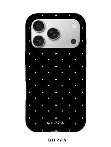 GIIPPA 1件黑色背景白色波點圖案設計手機殼，適用於Phone 17 Pro Max，兼容Phone 16 Pro Max、15 Pro Max、14 Pro Max，韓系高端時尚趣味手機殼，兼容11/12/13/14/15/16 Pro Max Plus，優雅設計男女皆宜，送女友的完美禮物，適合聖誕節、情人節、復活節、婚禮季和生日 - 彩色 - 查看 1