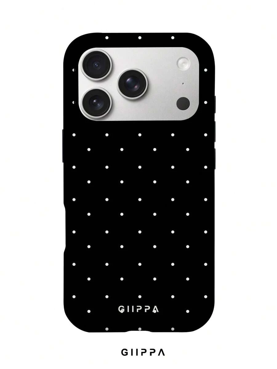 GIIPPA 1件黑色背景白色波點圖案設計手機殼,適用於Phone 17 Pro Max,兼容Phone 16 Pro Max、15 Pro Max、14 Pro Max,韓系高端時尚趣味手機殼,兼容11/12/13/14/15/16 Pro Max Plus,優雅設計男女皆宜,送女友的完美禮物,適合聖誕節、情人節、復活節、婚禮季和生日 - 彩色 - 查看 1