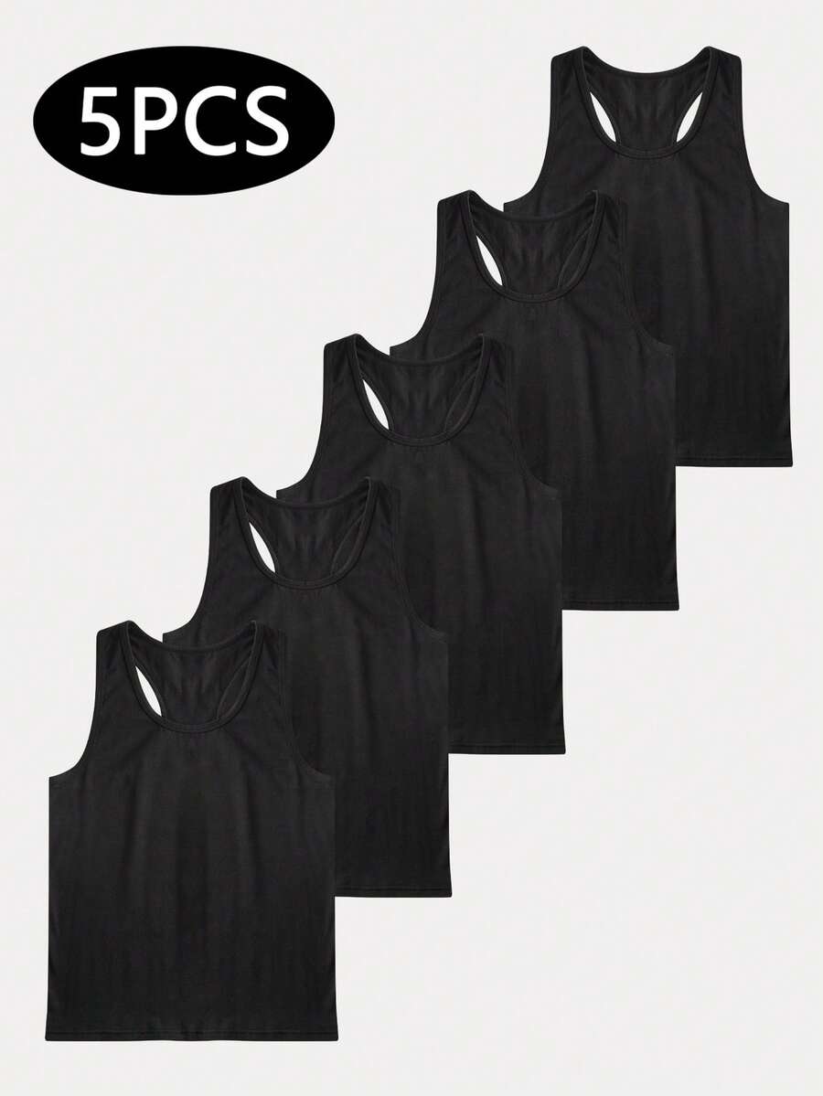 Norcotton Black Pure Cotton Tank Top Men's Sports Fitness Undershirt - Black - View 1