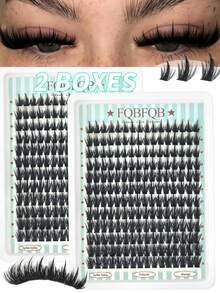 FQBFQB 2Boxes,Lashes With Spikes,9-18mm Length Mixed, Fairy Lashes Lash Clusters, Thick Single Lash For DIY Pointed Tip Lash Extension, Cartoon Lash Extension, Dense Lashes - D - View 1