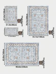 1 buah Karpet Ruang Tamu Motif Bunga Biru, Cocok untuk Dapur, Ruang Makan, Kamar Tidur, Dekorasi Ruangan Liburan, Dalam/Luar Ruangan, Kantor, Lobi, Keset Anti Selip, Karpet Kamar Mandi, Lorong, Area Belajar/Bermain Game - Dusty Blue - View 5