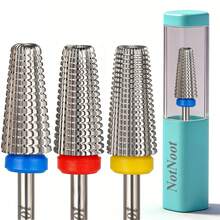 NotNoot 3/32" Carbide Nail Drill Bit - 5 In 1 Cuticle Drill Bits For Nails, Gel Remover Drills Bit, Professional Nails File Bits For Old Skin And Nails, Manicure Pedicure Gel Polishing, Right Hand Use - Silver - View 2