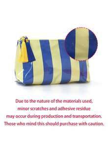 Striped Beach Makeup Bag With Tassel Zipper, "BEACH" Sequin Print, Waterproof PVC Toiletry Bag, Portable Travel Cosmetic Organizer, Multi-Functional Toiletry Bag, Vacation Makeup Storage Bag, Perfect For Beach, Pool, Cruise And Holiday Essentials, Unique Birthday Gift, Holiday Gift, Party Gift, Vacation Gift, Back To School Gift, Teacher Gift - Multicolor - View 10