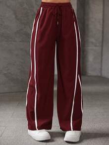 A&DD MODA, REF: ADD8823, Women's Elastic Pants, Casual, Wide, Breathable, Fine Silk, Icy, Light, Comfortable, Casual, Elegant, Modern, Stylish, Premium Quality, All Day Comfort, Perfect For Summer, Soft Touch, Freshness, Ideal For Heat. - 酒紅色 - 查看 1
