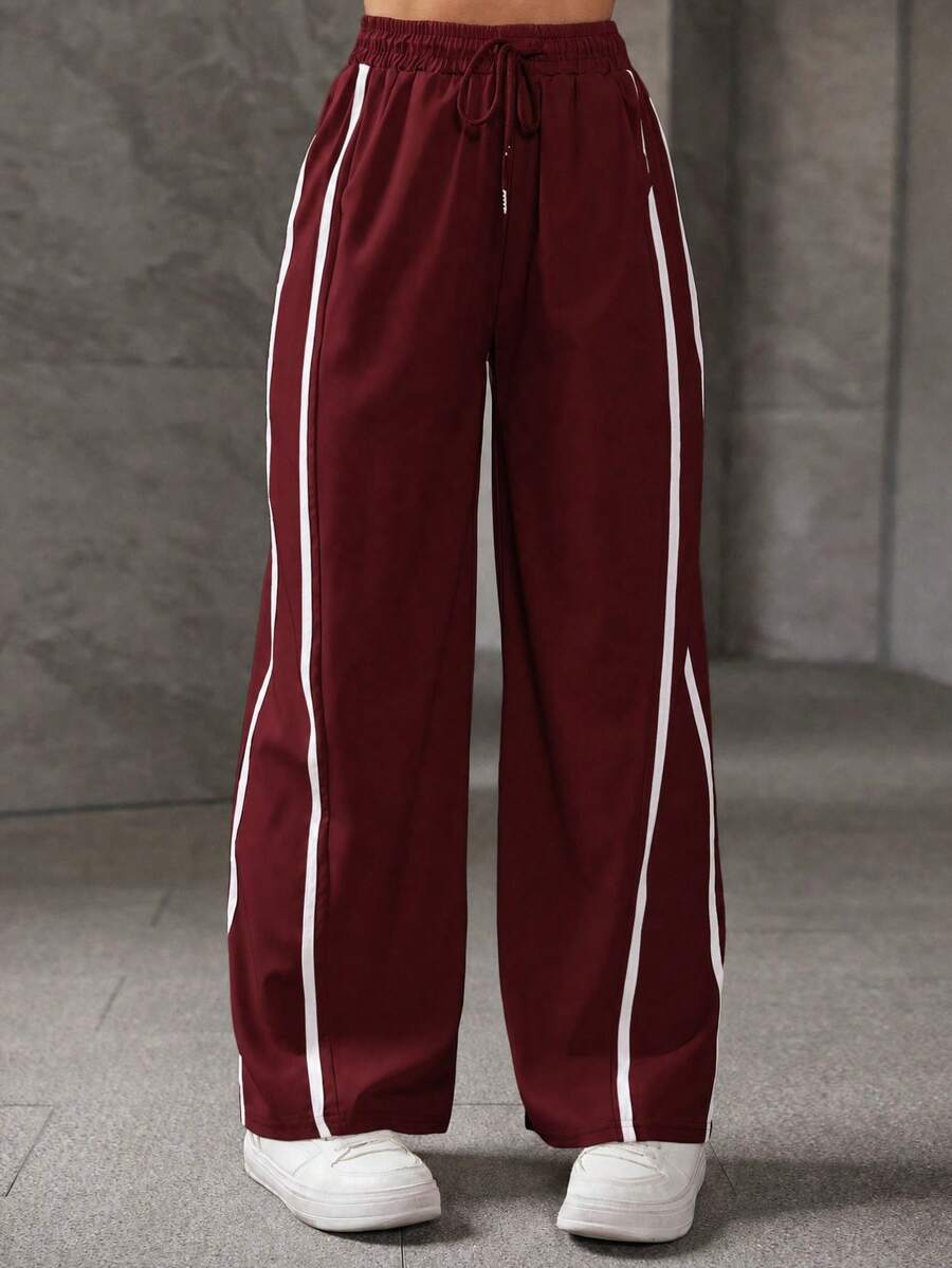 A&DD MODA, REF: ADD8823, Women's Elastic Pants, Casual, Wide, Breathable, Fine Silk, Icy, Light, Comfortable, Casual, Elegant, Modern, Stylish, Premium Quality, All Day Comfort, Perfect For Summer, Soft Touch, Freshness, Ideal For Heat. - 酒紅色 - 查看 1