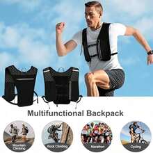 1pc Unisex Running Vest, Adjustable Chest Strap Hydration Vest, Lightweight Breathable Camel Hydration Pack, Suitable For Marathon, Trail Running, Hiking, Cycling - Black - View 5