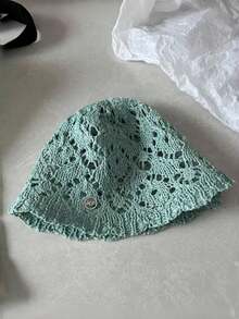 1pc Bohemian Style Crochet Bucket Hat, Hollow Lace Knit, Lightweight Breathable Foldable Sun Hat, Summer Beach Hat, Suitable For Women Girls, Travel Holiday Casual - A - View 15