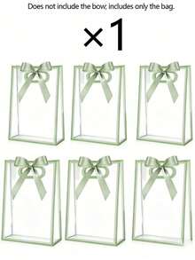 10 pièces/5 pièces/1 pièce Sacs cadeaux en plastique transparent avec bordure en ruban de satin vert, sacs de transport pour emballage de cadeaux de fête, rangement et organisation d'articles, convient pour les mariages, les célébrations d'anniversaire, les fêtes à thème, les enterrements de vie de jeune fille, les pendaisons de crémaillère, les événements à thème vintage, les anniversaires, les célébrations de la rentrée scolaire, les douches de mariée - Taille unique - Voir 11