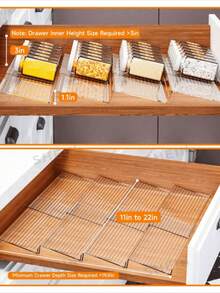 2/4-Piece Organized Drawer Rack, Kitchen Spice Rack – Adjustable, Acrylic Material, Ideal For Organizing Kitchen Drawers, Spice Bottles, Cabinets, Food Storage Areas, Kitchen Accessories, And Spice Bottle Storage Racks – A Practical Storage Solution - View 2