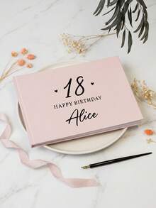 Customized Wedding Guest Book, Personalized Birthday Message Book, Hardcover Photo Album, Engagement Anniversary Gift, Customizable Names And Date - Multicolor - View 4