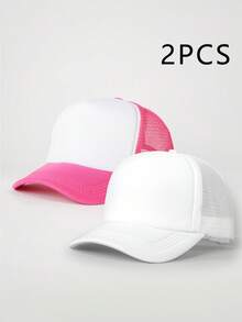 2 piezas Gorras de béisbol casuales de malla transpirable con bloques de color para mujer, protección solar para exteriores, sombreros casuales adecuados para viajes, playa, vacaciones, estilo versátil Y2K, sombreros de sol unisex, sombreros para jóvenes - Multicolor - Ver 20