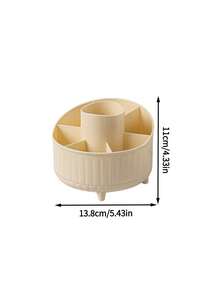 1pc White/Pink/Yellow 360° Spinning Pen Container, Desktop Storage Box For Makeup Brushes, Eyebrow Pencils And Stationery, Universal Organizer For Home Desk & Vanity, Multi-Grid Divided Easy Access, Luxury Metal Leg Table Decor - Multicolor - View 10