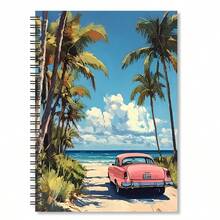 1pc A5 Spiral Notebook, Tropical Crystal Blue Beach Scene Design, Perfect For Office Notes, Meeting Minutes, And As A Portable Diary For Professionals. Student Essentials / Student Must Haves School Supplies - G - View 8