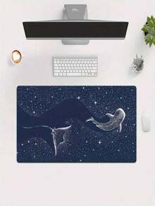 Mouse Pad Gamer Com Estampa de Fundo do Mar Tubarão Baleia - Visão 3
