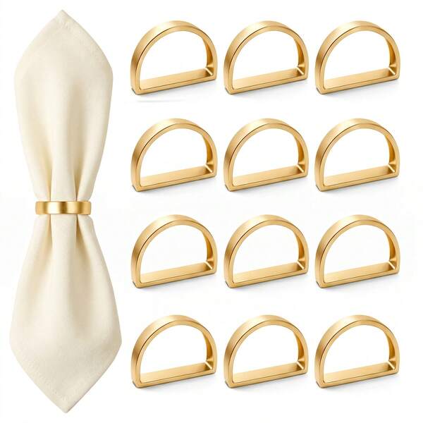 VINCAN Universal Reusable Metal Arch Napkin Rings, D-Shape Elegant Luxury Napkin Buckles, Sturdy Table Decor For Daily Home, Banquet, All Parties, Valentine's Day, Christmas, Halloween & Holiday Party Gifts