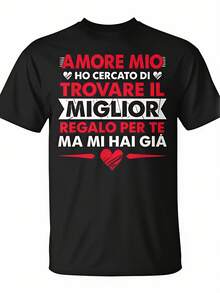 Couple T-Shirts for Valentine'S Day - with Romantic Love Phrases in Italian, Paired Model with The Theme "I Love You", Hundreds of Models Available, Exclusive for Couples Plus Size - Schwarz - Übersicht 1