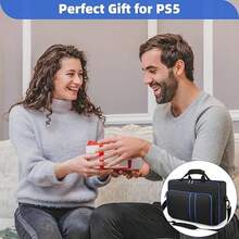 Classic Black & Blue Crossbody Bag, Portable Handbag For P5 Console, Headphones, P5 Controller, Game Discs And Game Accessories - View 4